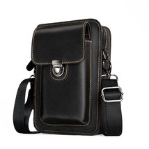 Crazy Horse Leather Men Shoulder Bag Cowhide Messenger Bag Multi-function Mobile - £66.08 GBP