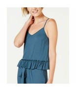 INC International Concepts teal Soft Knit Ruffle Flounce Pajama Top Size... - $10.43