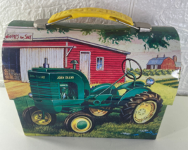 JOHN DEERE Tractor Collectible Metal Tin Mini Lunchbox Storage Box 2005 - £5.87 GBP