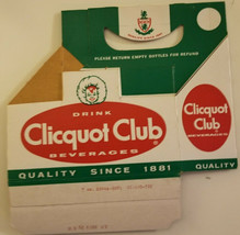 VINTAGE Clicquot club Beverages cardboard Six Pack Soda Carrier Original  - £43.12 GBP