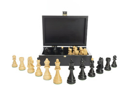 DUBROVNIK STANDARD BLACK Chess Pieces in Wooden Black Box - 3.5&quot; King - £49.73 GBP