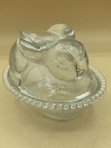 Vintage Indiana Glass Clear Bunny On Nest Covered Candy Dish Easter - $16.92
