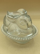 Vintage Indiana Glass Clear Bunny On Nest Covered Candy Dish Easter - £13.31 GBP