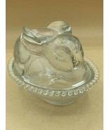 Vintage Indiana Glass Clear Bunny On Nest Covered Candy Dish Easter - £13.31 GBP