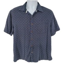 Nat Nast Luxury Originals Silk Shirt Size M Blue Jazzy Short Sleeve Button - £27.21 GBP