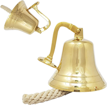 10&quot; Full Brass Ship Bell with Bracket Door Bell Home Decor Rustic Vintage Home D - £75.83 GBP