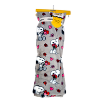 Peanuts Snoopy Faux Fur Valentine&#39;s Day Gray Flowers 60in x 70in Throw Blanket  - $59.35