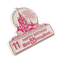 Vintage Walt Disney World 11th Happy Birthday Button Cinderella Castle 3&quot; - £7.88 GBP