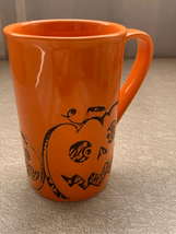 Pumpkin Coffee Mug-TAG Target-Retro Halloween Ceramic Orange/Black EUC T... - $8.79