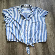 Ava and Viv Linen Blend Shirt Womens Plus Size 2XL Button Up Tie Waist S... - £11.90 GBP
