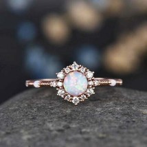 Anello di fidanzamento da donna con opale di fuoco a taglio rotondo da 2... - £94.81 GBP