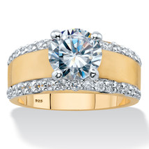 PalmBeach Jewelry 3.21 TCW Gold-Plated Silver CZ Wide Band Engagement Ring - £44.74 GBP