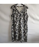 BRIGGS Dress Womens LG Linen Floral Tropical Knee Length Sleeveless Pockets - $14.88