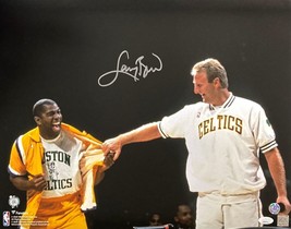 Larry Bird Signed 16x20 Boston Celtics Magic Johnson Shirt Pull Photo Bird+JSA - £154.71 GBP
