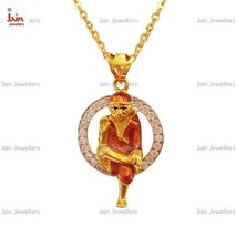 18 Karat Echt Massiv Gelbgold Religiös Symbol Sai Baba Anhänger Cz ohne Kette - £587.43 GBP