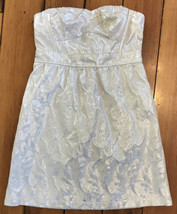 American Eagle Outfitters Cream Metallic Sparkle Strapless Party Dress 6 32&quot; - £28.92 GBP
