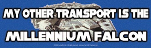 Star Wars My Other Transport Is Millennium Falcon Peel Off Sticker Decal... - $3.99
