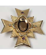 1983 Avon Maltese Cross Allegro Collection Amber Color Gold Tone Brooch ... - $653.84 MXN