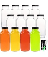 16 Oz Glass Drink Bottles, Set Of 12 Vintage, Labels And Sponge Brush In... - $35.92