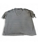 AllSaints Women’s Harper Striped Cold Shoulder T Shirt Sz XS White Navy ... - $27.71 CAD