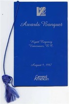 Hyatt Regency Hotel Awards Banquet Menu 1987 Vancouver BC General American  - £13.76 GBP