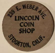 Vintage Lincoln Coin Shop Wooden Cent Stookton California 1971 - $5.93