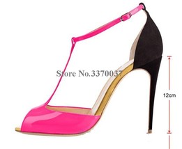 Newest Fashion Women Brand Design Peep Toe Leopard Patent Leather Stiletto Heel  - £109.82 GBP