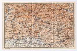 1910 Antique Map Of Bavarian Forest Passau Bavaria Germany - £13.45 GBP