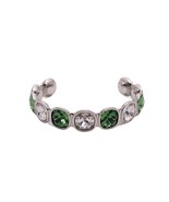Rebecca Bangle With Square Green and White Swarovski Crystals in Stainle... - £255.63 GBP