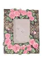 Vintage Resin 3D Pink Roses And Lattice Picture Frame 2 X 3” Photo - $135.93 MXN