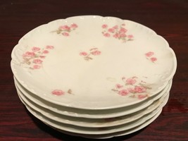 5 PC Haviland Limoges H&amp;C L FRANCE Luncheon Plates Small Roses Flower Pattern - £29.22 GBP