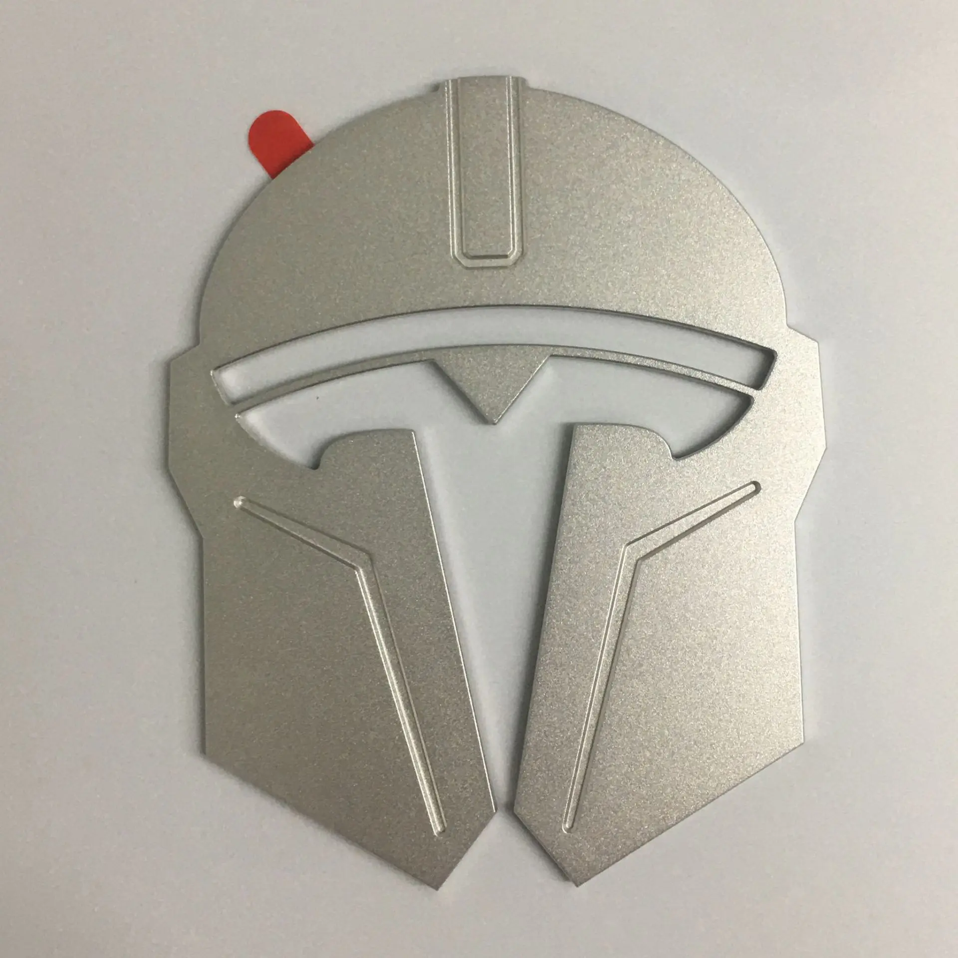 For Tesla Model 3 Y Mandalorian Helmet Car Front Logo Emblem Sticker Met... - $27.00