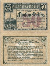 Austria P R59, 50 Heller, 1922, clock tower Regional issue for Vienna, UNC - £3.17 GBP