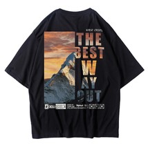 ZAZOMDE Men T Shirt Harajuku Summer Short Sleeve Mountain Printed Tshirts Loose  - $128.26