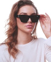 Quay Straight Brow Sunglasses Black Frames Smoke Lens 100% UV Retro Insi... - $59.40