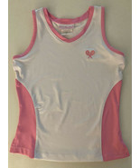 Little Miss Tennis Marilyn Kosten Pink White V Neck Top Racquet Logo Sz ... - £10.89 GBP