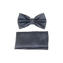 Men's Bow Tie Hankie J.Valintin Tuxedo or Business #Bt19 Black Silver St... - $19.99