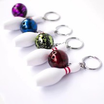 10pcs New Design Mini Cute Keychain Bowling Pin and Ball Keychain Key Ring 3D Ke - £91.77 GBP