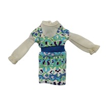 Vintage Barbie Skipper Knit Sweater Dress 1970s Blue Green Retro - $19.99