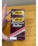Vintage Bic Metal Point Roller  12 Pens 1991 Black Ink .4mm Fine Line NOS - $1,647.10 MXN