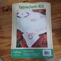 Craftways Christmas Wreath Kit Tablecloth and 4 Napkins Cross Stitch 60 x 80 - £12.42 GBP