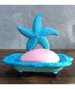 Cast Iron Marine Ocean Coastal Rustic Blue Starfish Sea Star Soap Dish F... - $400.16 MXN