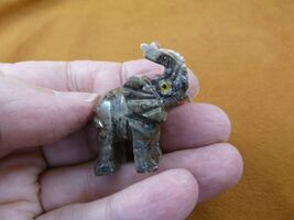 (Y-ELE-9) gray ELEPHANT carving SOAPSTONE stone figurine trunk lucky ele... - $8.99