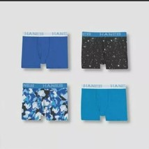 Hanes Boys&#39; 4pk Xtemp Tagless Boxer Brief Underwear Blue S (6-8) New! - £7.10 GBP