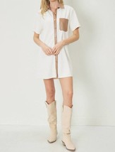 Entro leather trim shirtdress in Beige - size M - £28.67 GBP