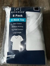 George ~ Men&#39;s 6-Pack T-Shirts V-Neck Undershirts White ~ M (38-40) - £17.32 GBP