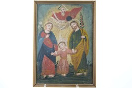 Antique Mexican Retablo Religious Painting on Tin, 19th century - £385.65 GBP