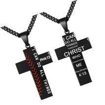 Baseball Cross Necklace Pendant for Boys Bible I DO - $40.52