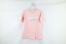 Vintage 80s Streetwear Womens Size Medium Spell Out Hollywood T-Shirt Pink USA - £31.11 GBP