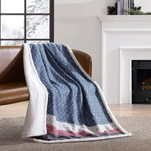 Fair Isle Midnight/Red/Grey Brushed Throw Blanket By Eddie Bauer Home, - £25.75 GBP